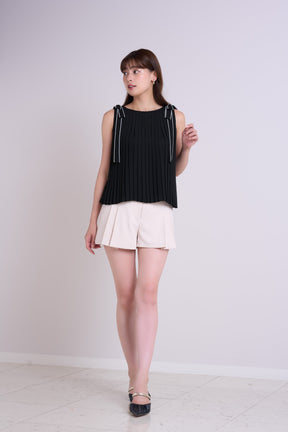 Pleated Chiffon Ribbon Top