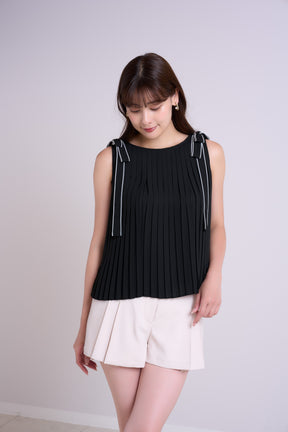 Pleated Chiffon Ribbon Top