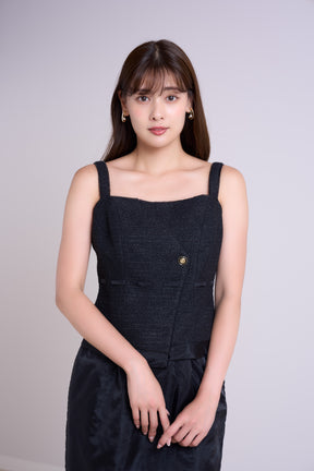 【8月上旬発送】Tweed-Layered Organza Top