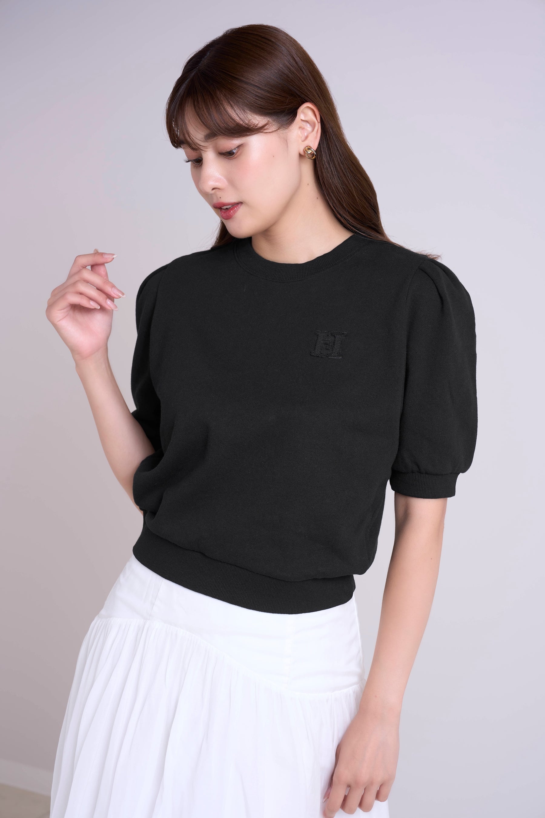 H Logo Puff-Sleeve Sweatshirt