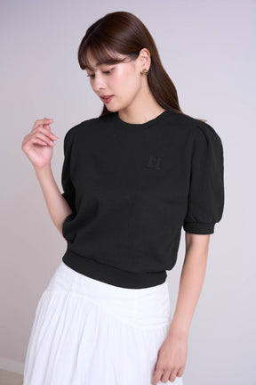H Logo Puff-Sleeve Sweatshirt