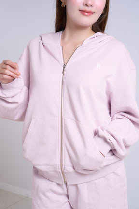 【light gray / pink】Flight Mode Boyfriend Zip Hoodie