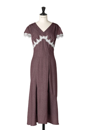【9月上旬発送】【新色】Polka-Dot Lace-Trim Dress