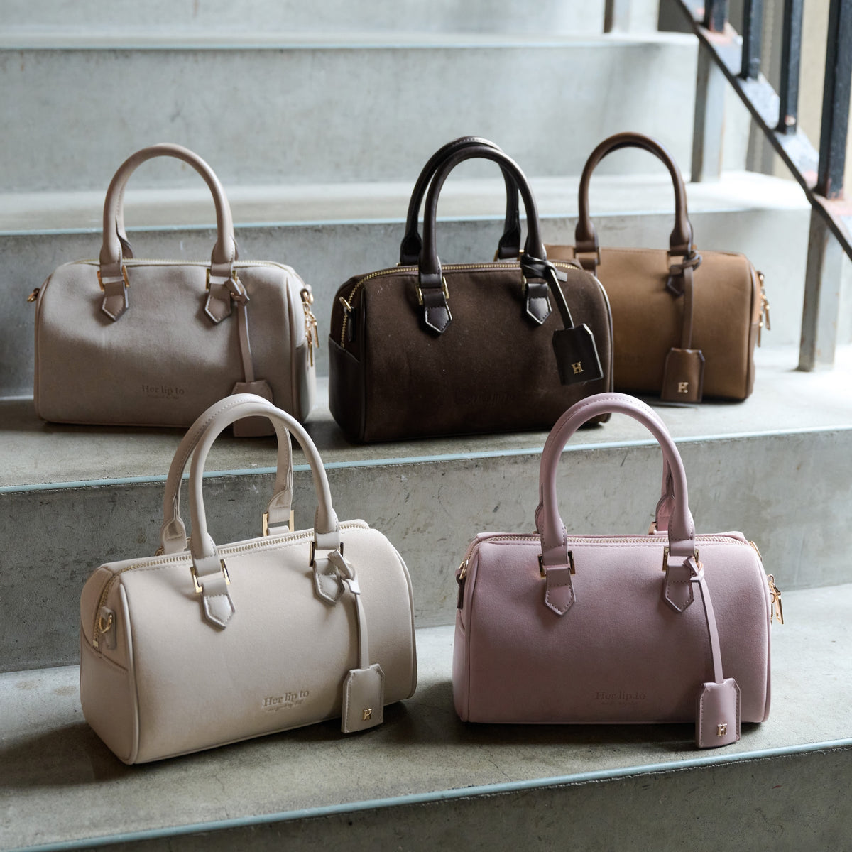 新色】Suede Mini Boston Bag