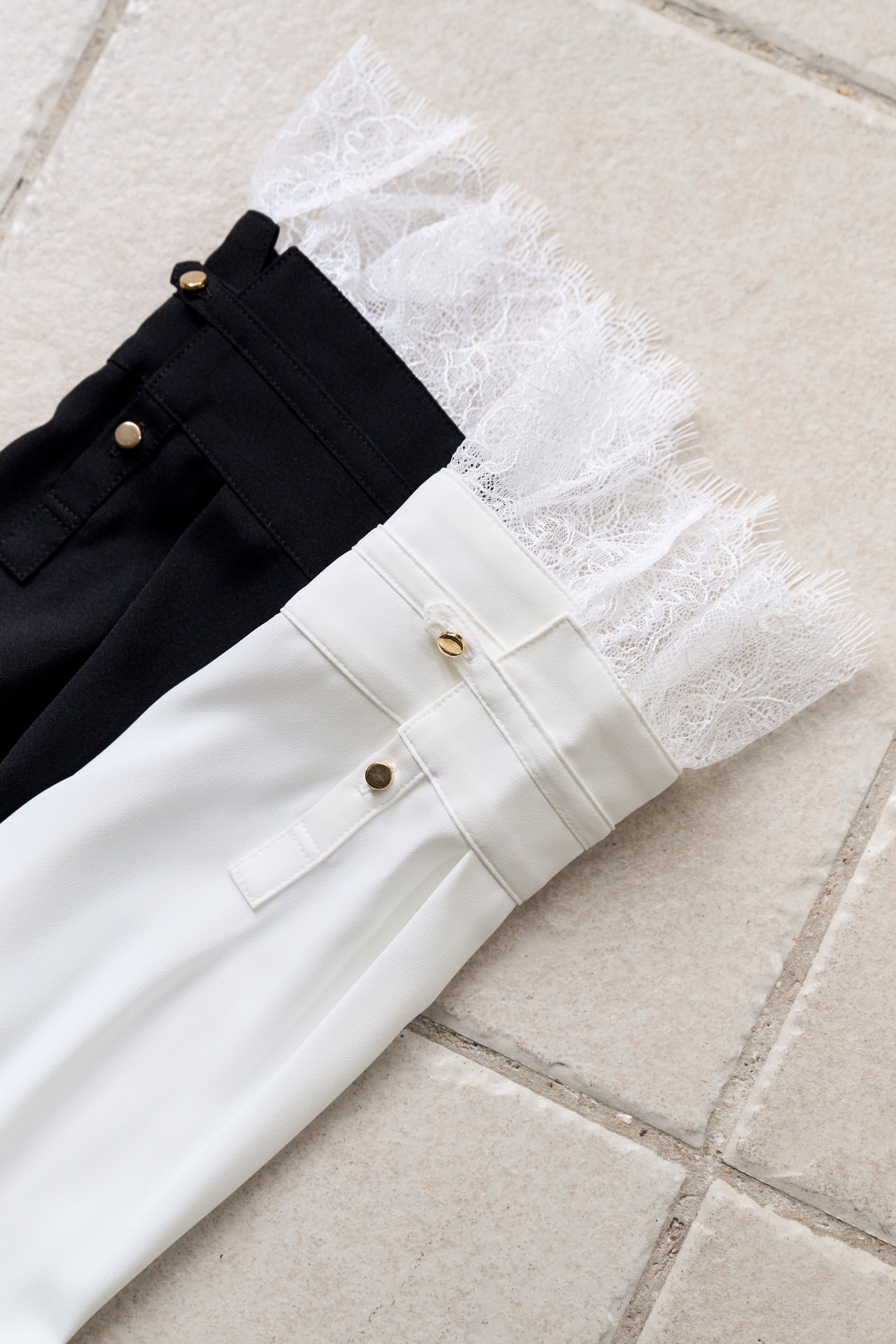 Ruffled Collar Pintuck Blouse