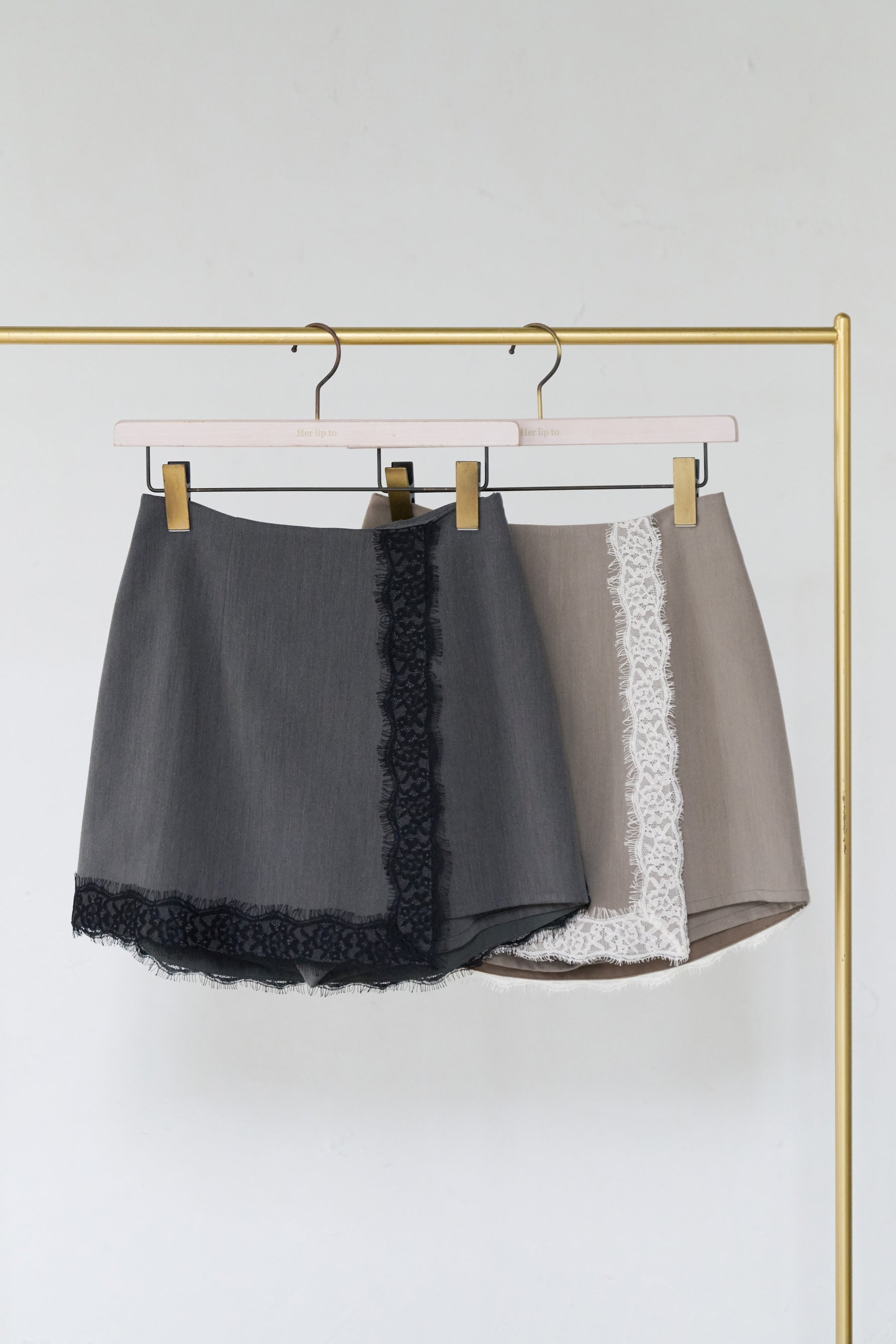 Lace-Trim Wrap Mini Skirt