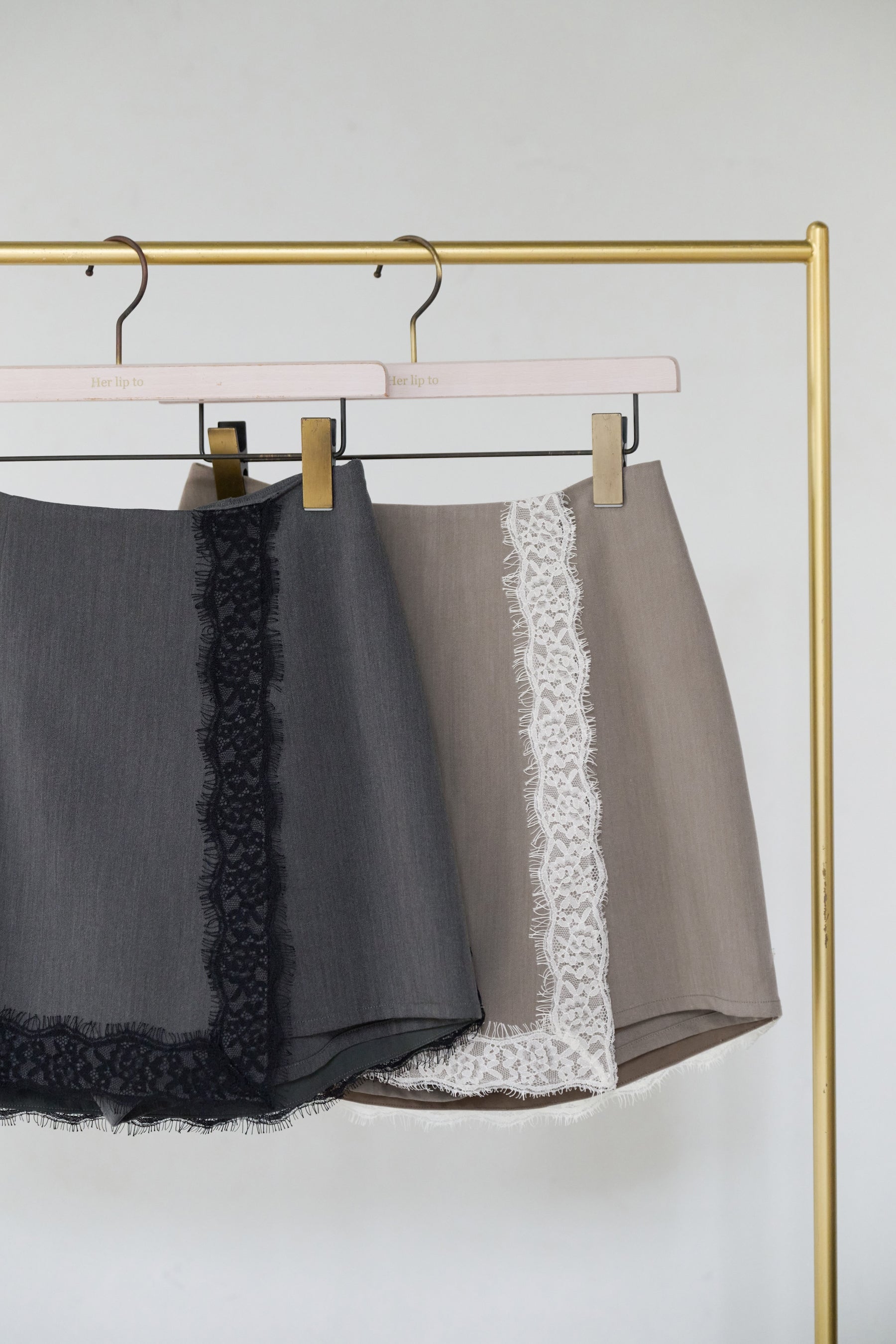 Lace-Trim Wrap Mini Skirt