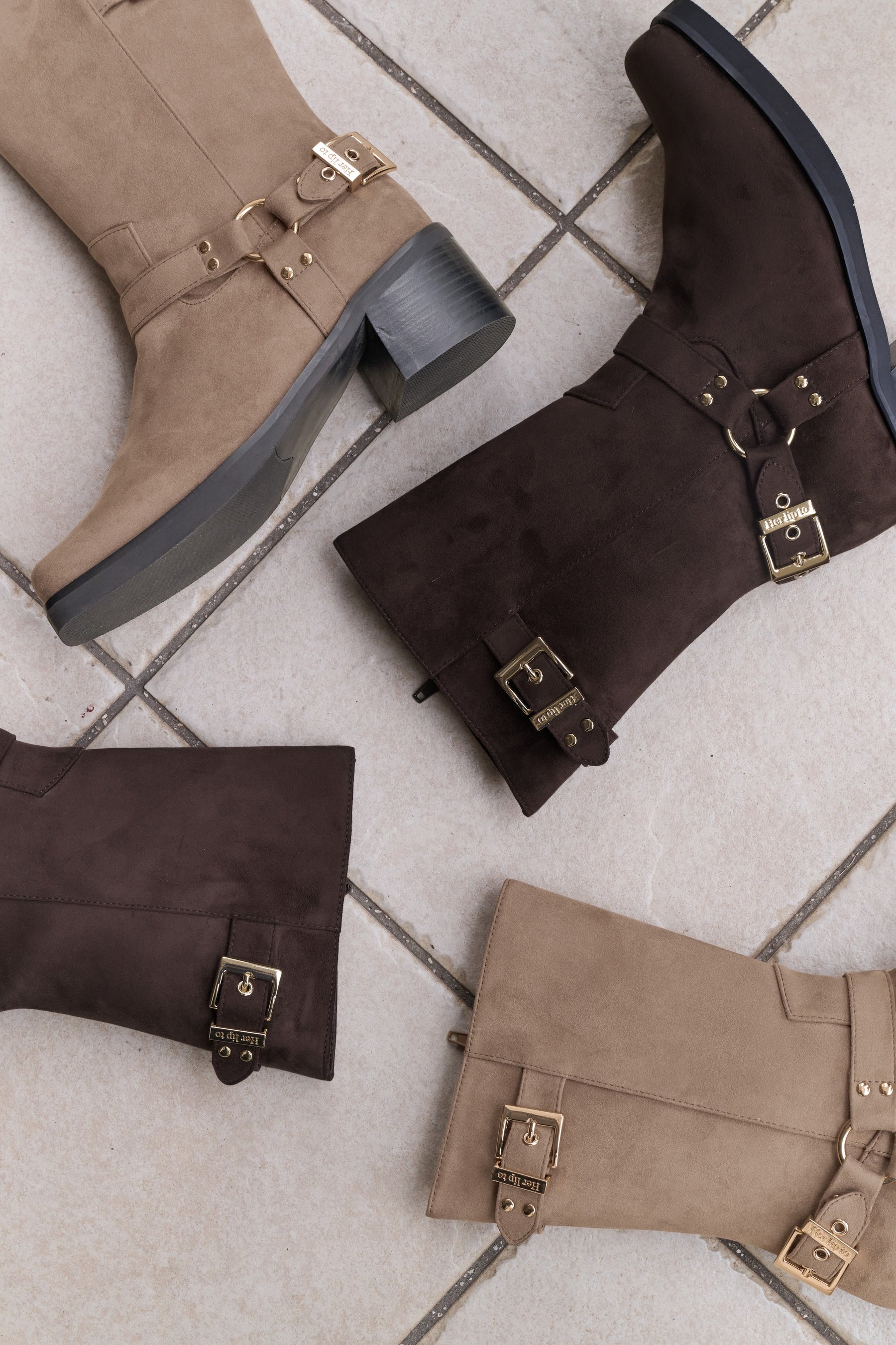 Square-Toe Double-Buckle Boots