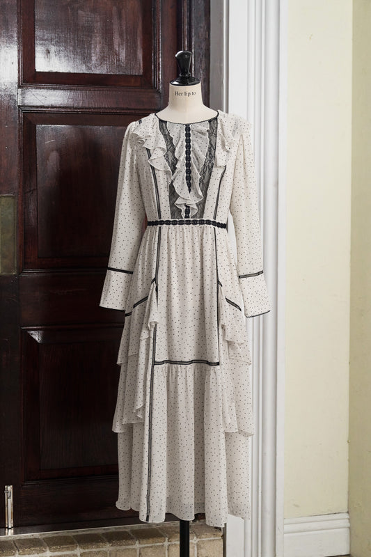 Vivica Polka-Dot Ruffled Dress