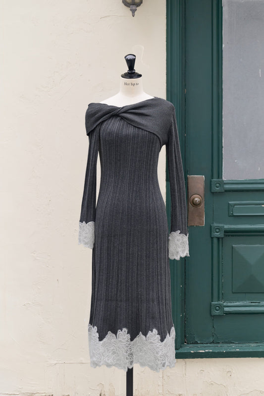 Tullia Lace-Hem Knit Dress