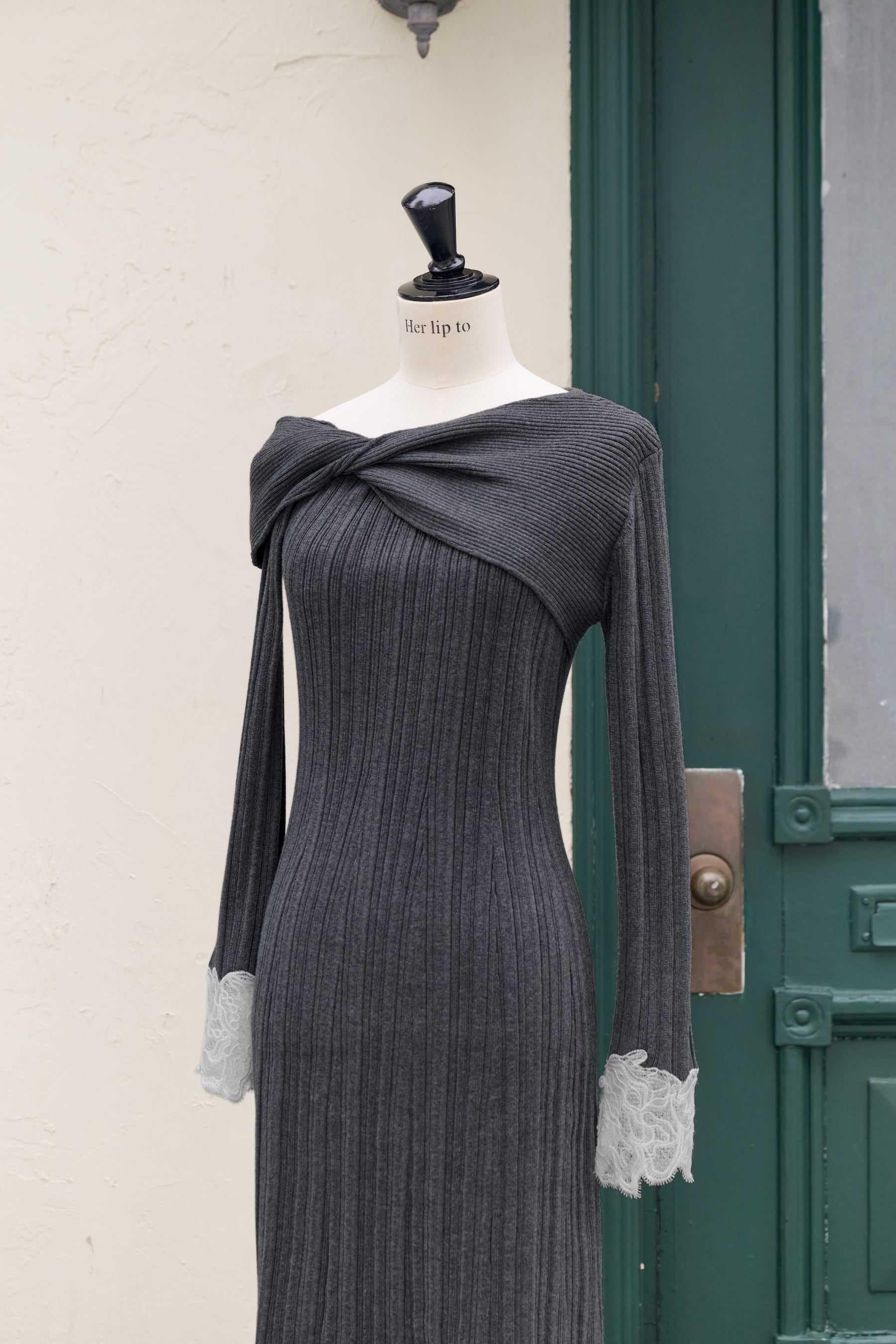 Tullia Lace-Hem Knit Dress