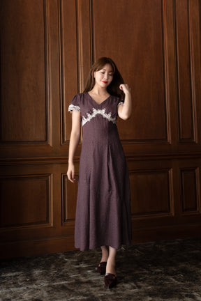 【9月上旬発送】【新色】Polka-Dot Lace-Trim Dress