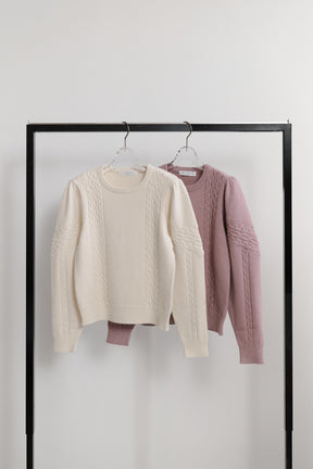 ［Essentia］Cable-Knit Panelled Pullover