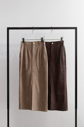 ［Essentia］Suede Slit Long Skirt