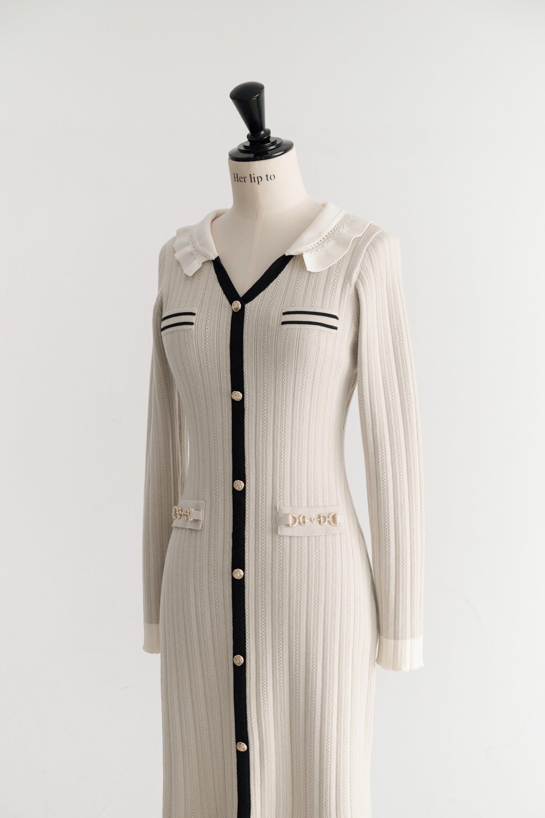 Ruffle-Collar Knit Mermaid Dress