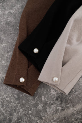 ［Essentia］Curved-Sleeve Peplum Knit Jacket