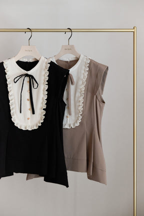 Pleated Ribbon Peplum Top