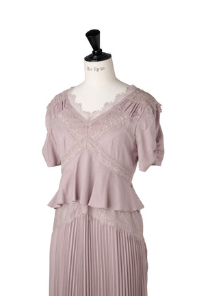 Giulia Lace Pleated Dress