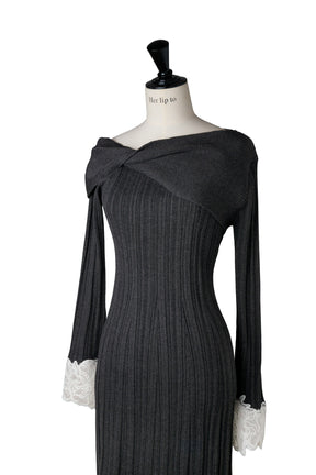 Tullia Lace-Hem Knit Dress
