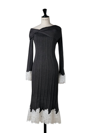 Tullia Lace-Hem Knit Dress