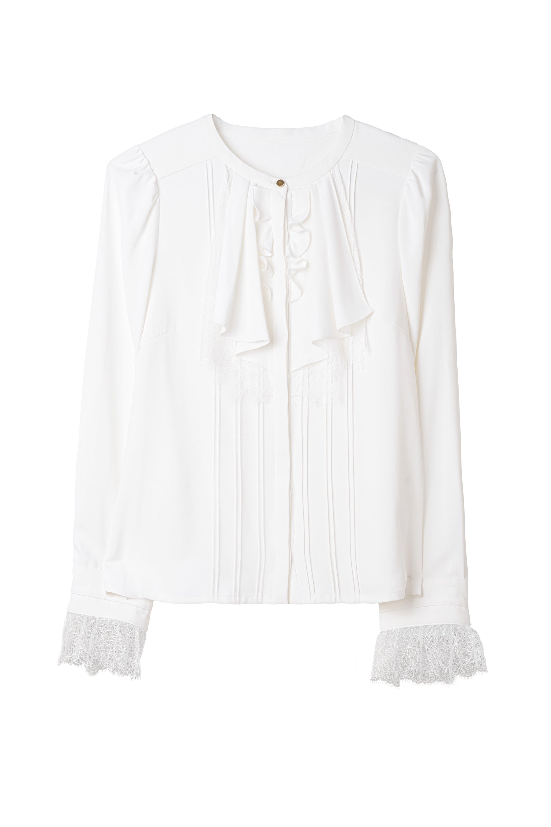 Ruffled Collar Pintuck Blouse