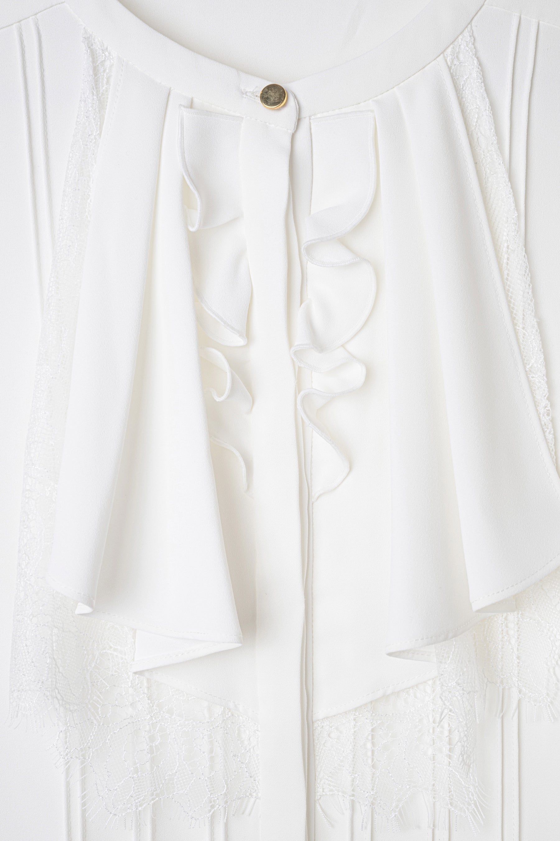 Ruffled Collar Pintuck Blouse