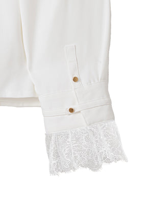 Ruffled Collar Pintuck Blouse