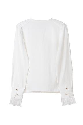 Ruffled Collar Pintuck Blouse