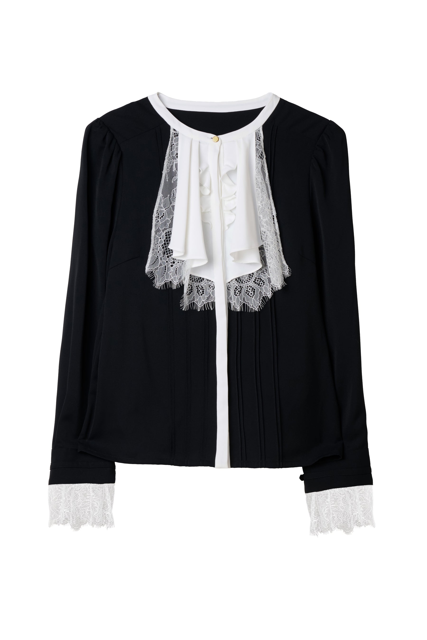 Ruffled Collar Pintuck Blouse