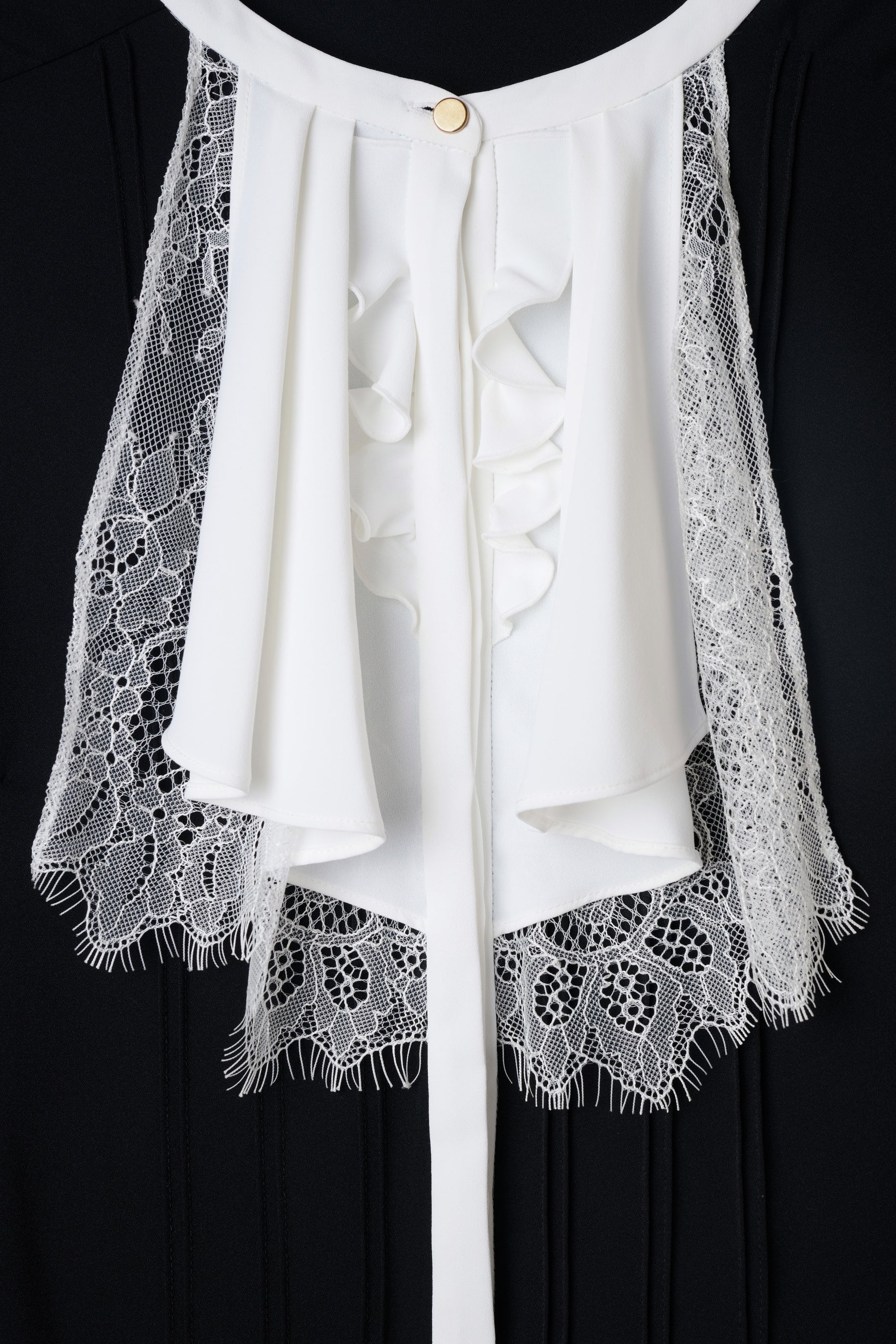 Ruffled Collar Pintuck Blouse