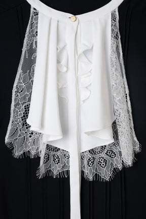 Ruffled Collar Pintuck Blouse