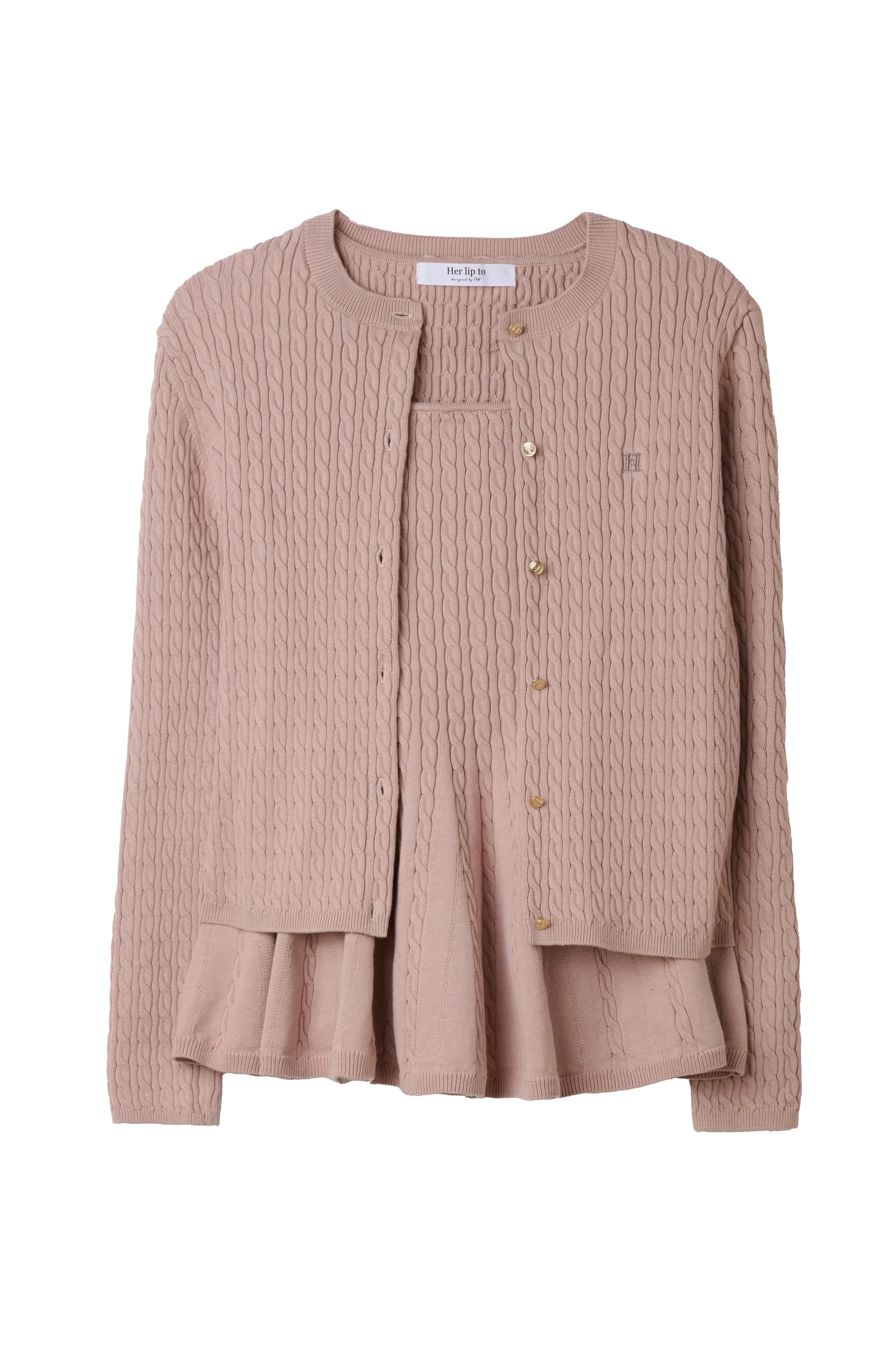 【9月下旬発送】H logo Peplum Cable-Knit Set