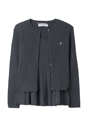 【9月下旬発送】H logo Peplum Cable-Knit Set