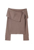 Asymmetric Oversized-Collar Knit Top