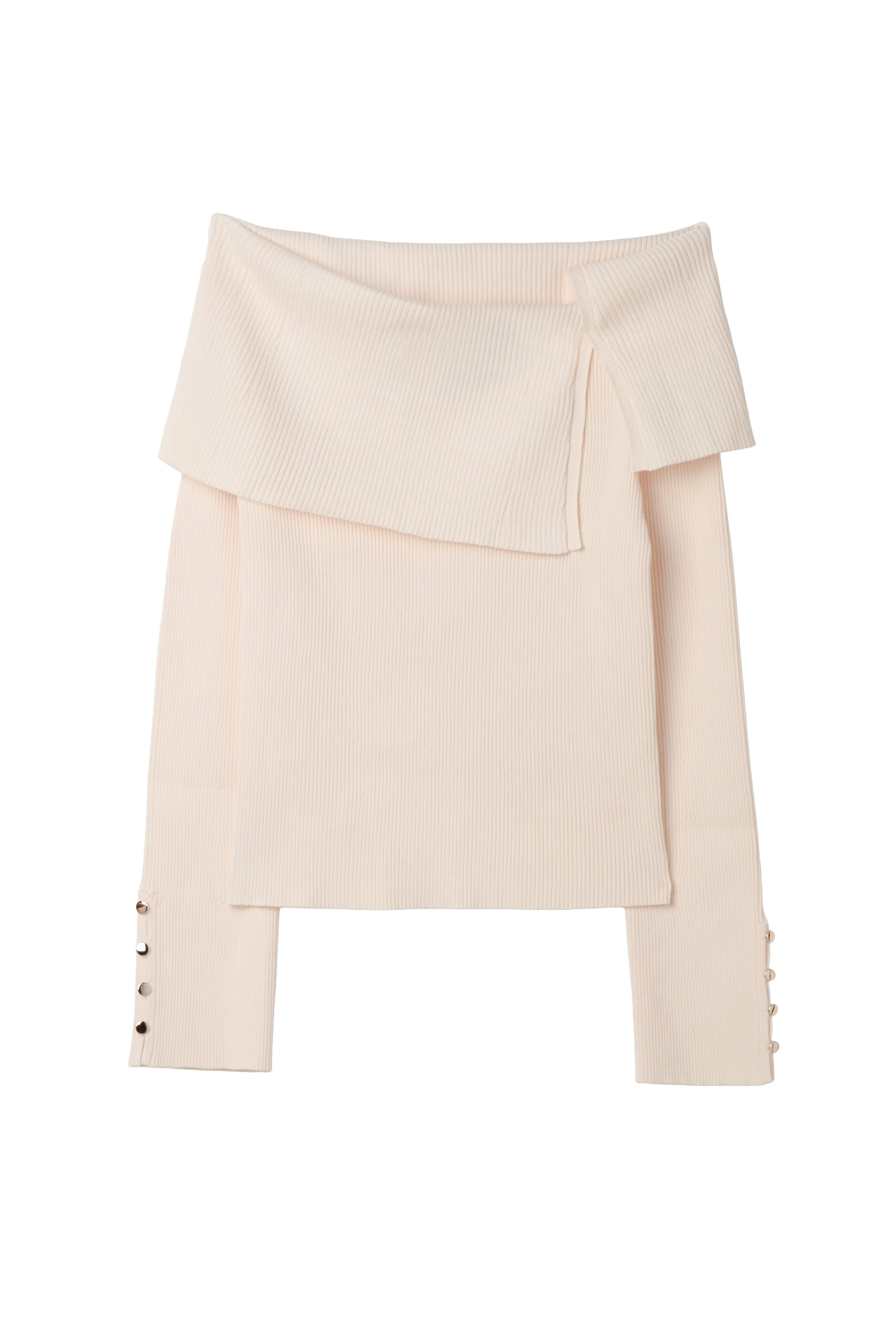 Asymmetric Oversized-Collar Knit Top