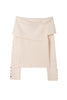 Asymmetric Oversized-Collar Knit Top