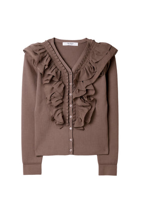 Ruffle Pleated Knit Cardigan
