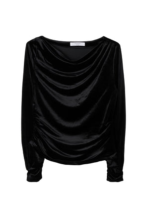 [Ships in early October] ［Essentia］Velour Drape Neck Top