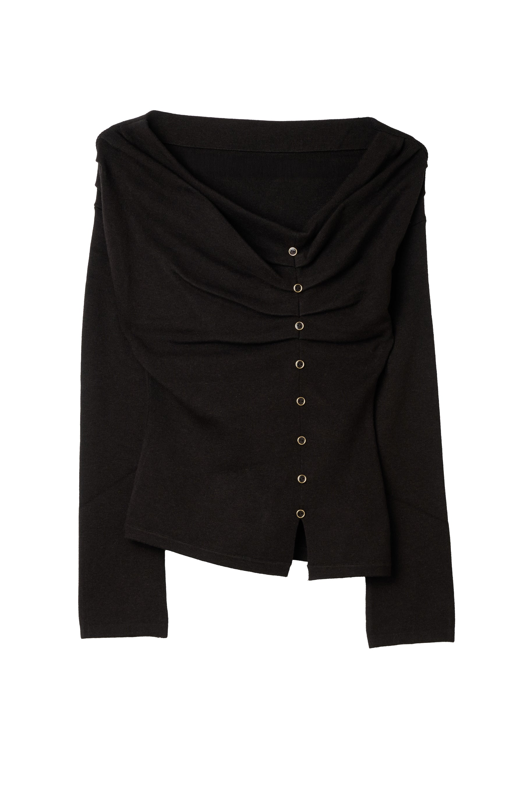 [Ships in early October] ［Essentia］Asymmetrical Tucked Knit Top