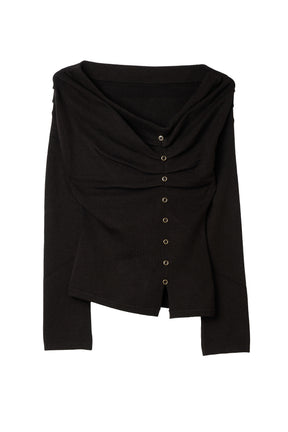 [Ships in early October] ［Essentia］Asymmetrical Tucked Knit Top