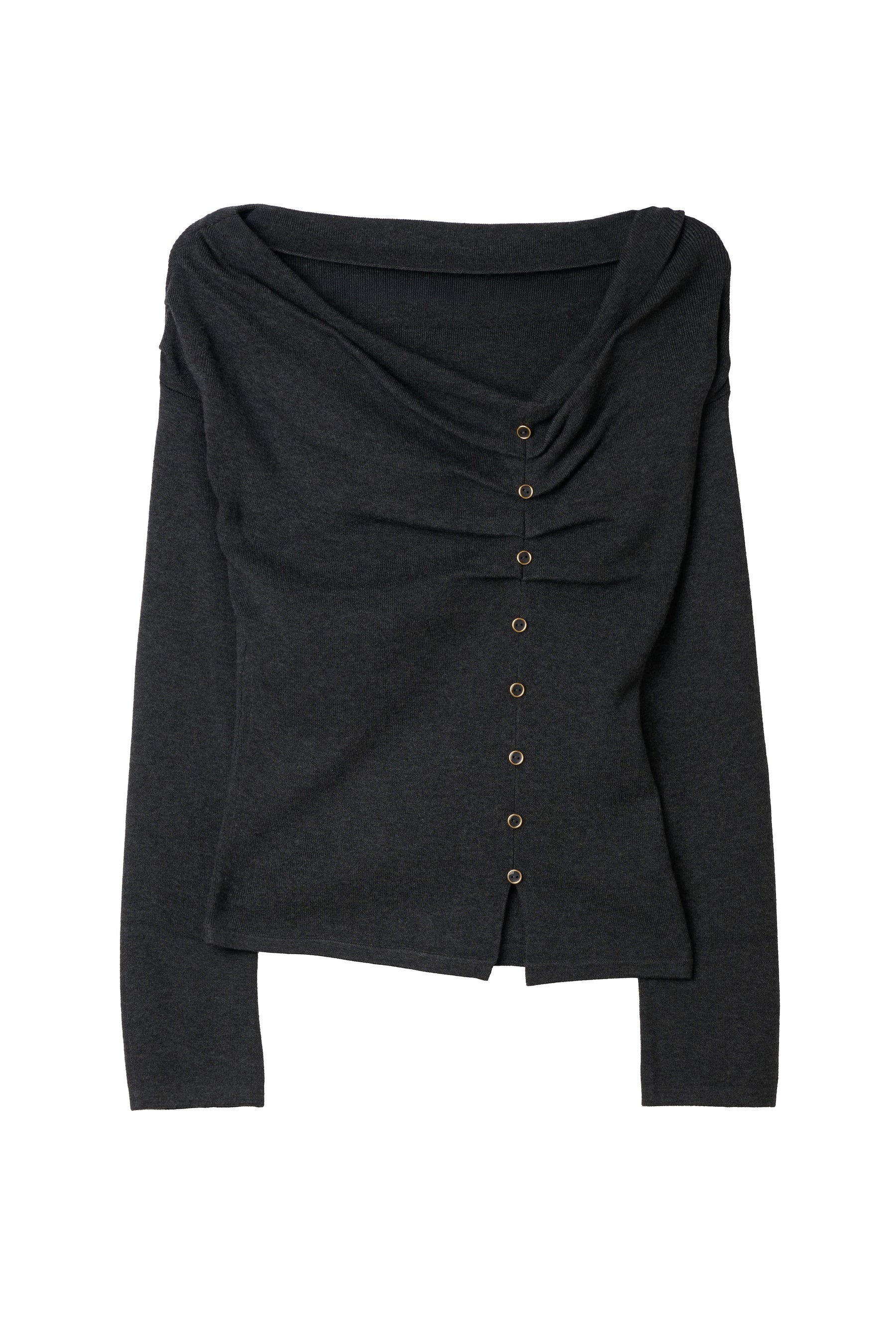 [Ships in early October] ［Essentia］Asymmetrical Tucked Knit Top