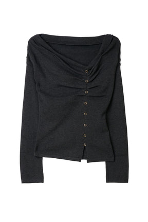 [Ships in early October] ［Essentia］Asymmetrical Tucked Knit Top