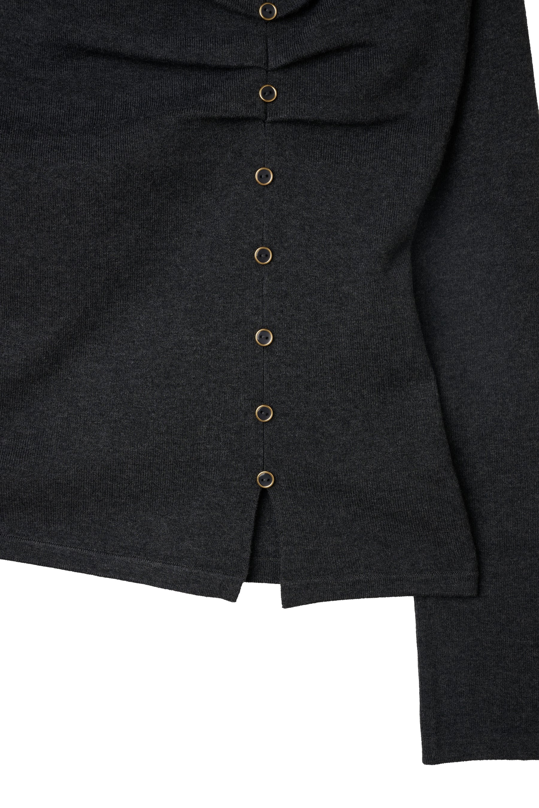 [Ships in early October] ［Essentia］Asymmetrical Tucked Knit Top