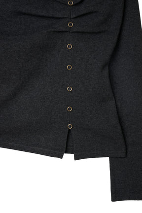 [Ships in early October] ［Essentia］Asymmetrical Tucked Knit Top