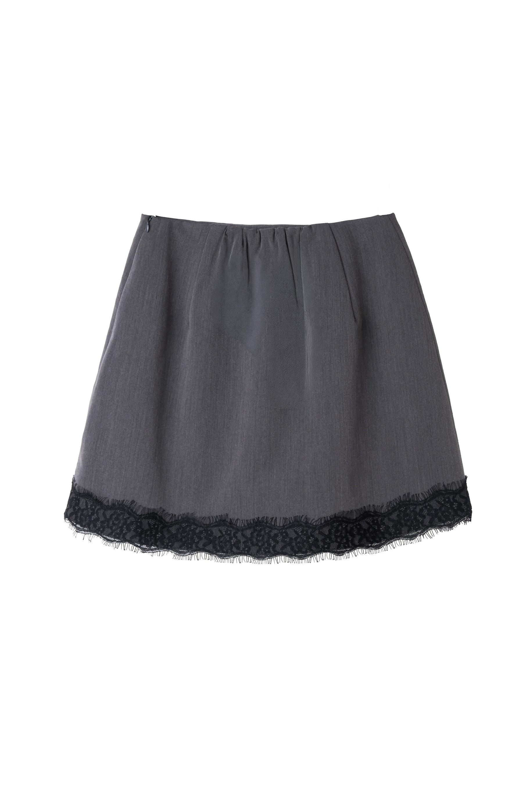 Lace-Trim Wrap Mini Skirt