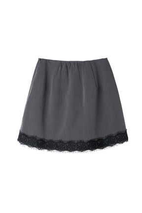 Lace-Trim Wrap Mini Skirt