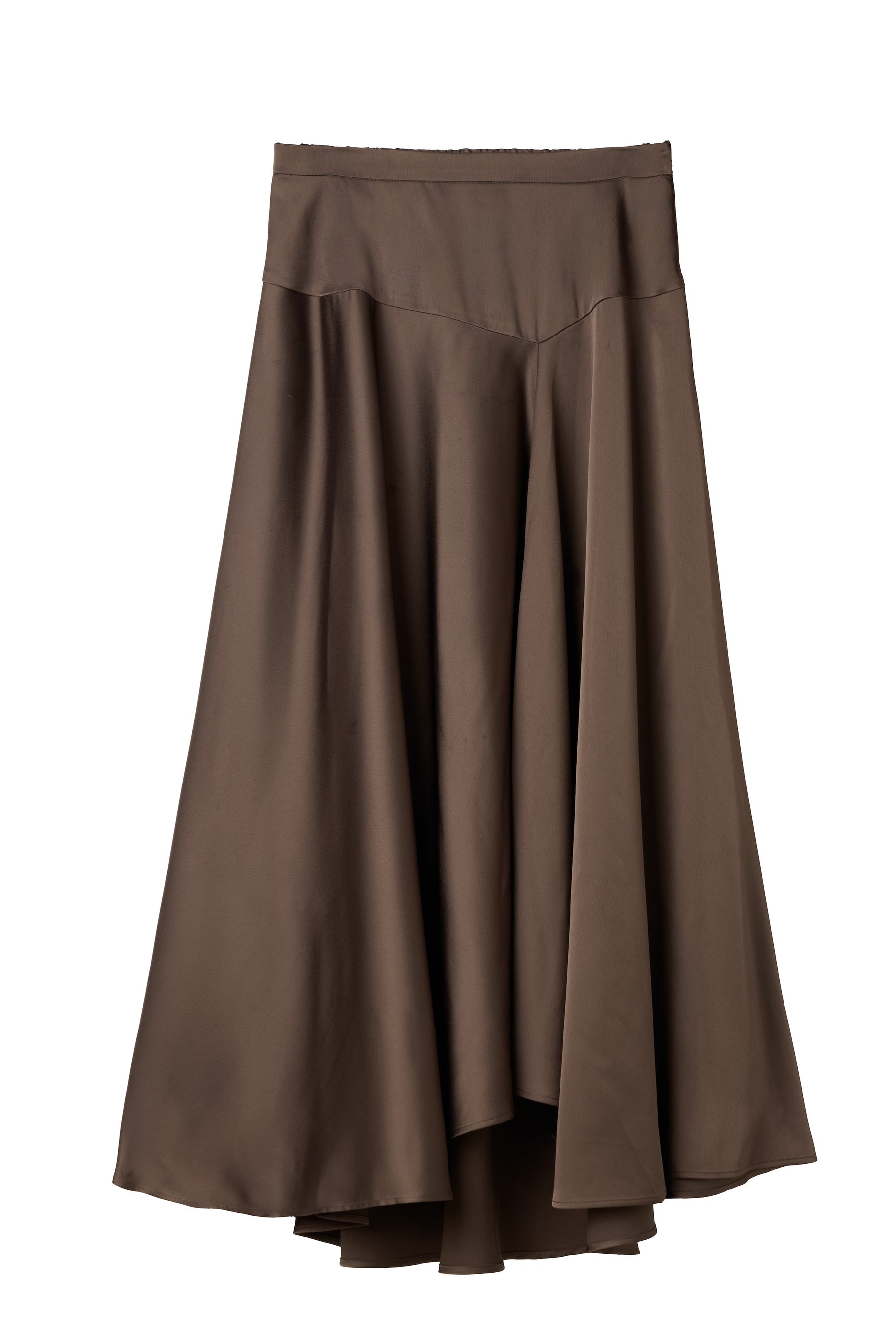 [Ships in last September]［Essentia］Asymmetric-Hem Satin Skirt