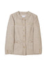Ribbon-Pocket Long Tweed Jacket