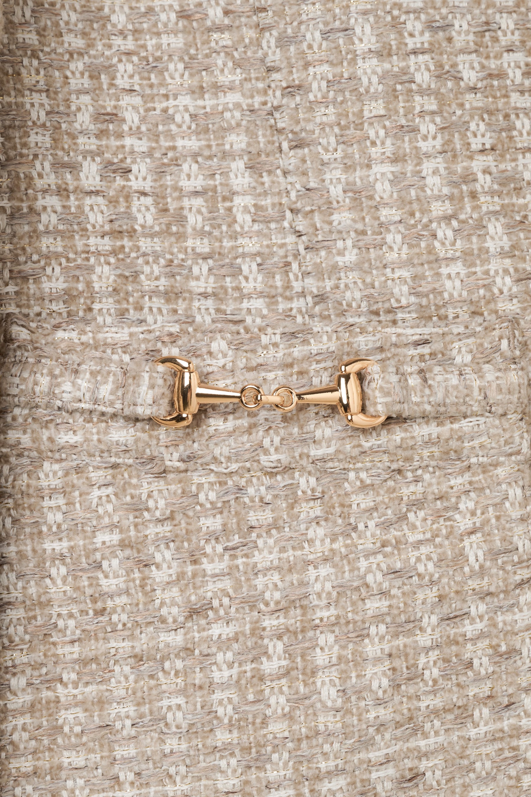 Ribbon-Pocket Long Tweed Jacket