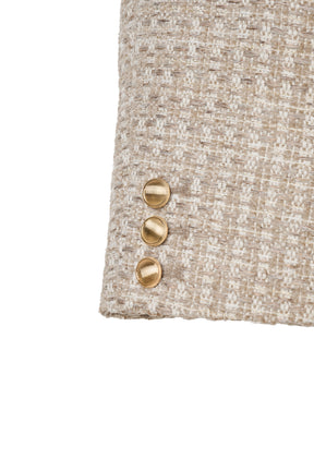 Ribbon-Pocket Long Tweed Jacket